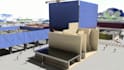 create industrial 3d construction sequence and modular building animation