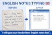 retype english handwritten notes image PDF to word typing