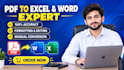 convert PDF to word or excel and fix formatting professionally