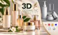 create 3d cosmetic packaging design, skincare bottle modeling and rendering