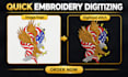 do embroidery digitizing, digitize image for embroidery dst emb files in 1 hour