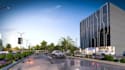 redesign commercial property, streetscape office visual,cgi tech building render