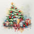 draw christmas card, invitation with watercolor