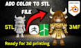 paint your 3d model, convert stl to 3mf, split for bambu lab multicolor printing