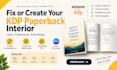 fix, edit canva amazon KDP book formatting errors, margins, bleed, interior