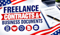 draft a professional freelance contract agreement and prepare business documents