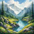 illustrate a watercolor landscape illustration