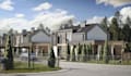 visualize modern suburban residential complex,real estate townhouse,3d rendering