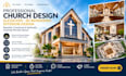 design church architecture elevation interior and 3d rendering