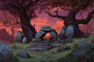 create dark fantasy landscape illustrations