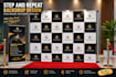 design a clean step and repeat backdrop, or event banner