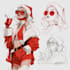 illustrate magical christmas scenes, characters