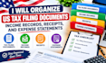 organize US tax filing documents, income records, receipts