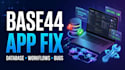 fix base44 database errors, broken workflows, and app bugs