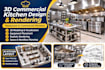 create 3d commercial kitchen design and restaurant kitchen rendering