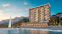 render 3d hotel complex,seaside resort,mixed use building,beach apartment design