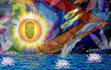 create a hand drawn psychedelic and trippy art