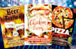design fantabulous restaurant, food and promotional flyer