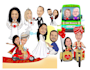 draw caricature couple and wedding  themed