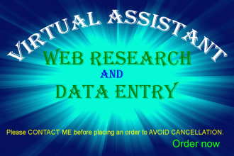 I will be your best virtual assistant for web research, data entry