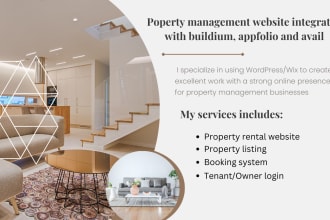 I will do property management website integrated with buildium, appfolio and avail
