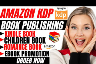 I will do kdp book publishing, kindle ebook, ebook promotion children book romance book