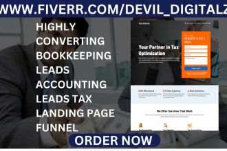 generate exclusive bookkeeping leads accounting leads tax landing page funnel