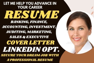 I will write topnotch sales, banking, realtor, accounting, investment resume