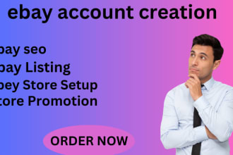 I will create verified ebay account creation steaith esty seller unsuspended ebay