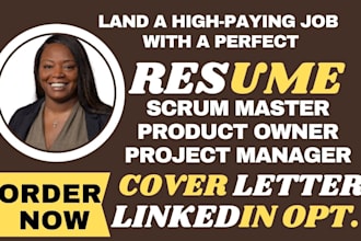 I will write professional scrum master resume pmp agile project manager resume writing