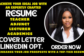I will create a professional teacher, adjunct, instructor, lecturer, academic resume