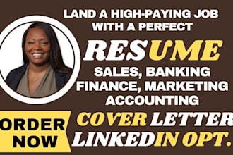 I will write a professional sales, banking, accounting and finance resume writing