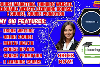I will setup thinkific, teachable, and presentation, with course marketing for ecourse