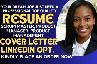 I will write professional scrum master resume, product manager, and project management