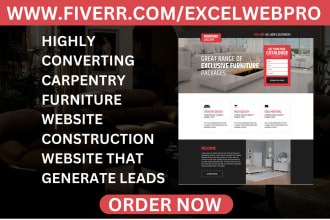 design carpentry, furniture, construction website furniture landing page funnel