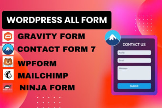 I will create contact form gravity form popup form sign up form mailchimp