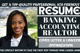 I will create executive banking, accounting, finance, marketing, realtor resume