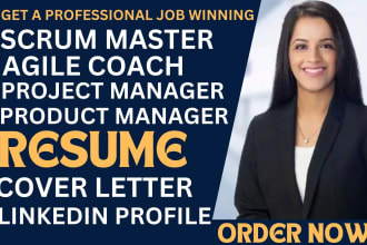 I will create scrum master resume, project management, product manager and agile resume
