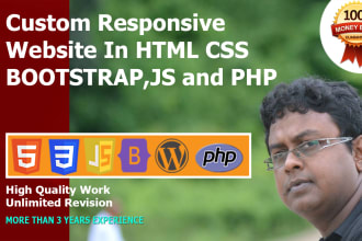 I will create custom website with html template using html bootstrap css js