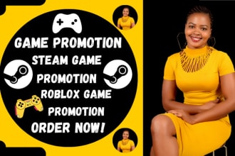 I will run organic steam game promotion, roblox, pc, online game to get wishlists