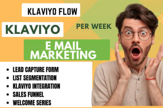 I will set up klaviyo email marketing, klaviyo email flows