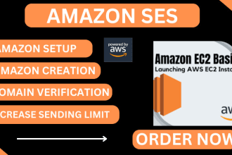 I will create amazon ses amazon sending limit domain verification smpt setup