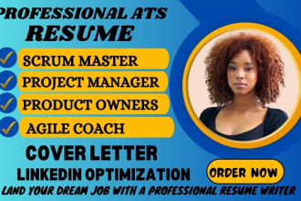 I will write project management resume, scrum master, product owner and agile resume