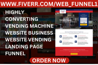 design vending machine website business website vending landing page funnel
