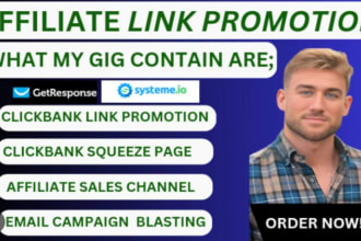 I will promote affiliate link , click bank account, referral link promotion