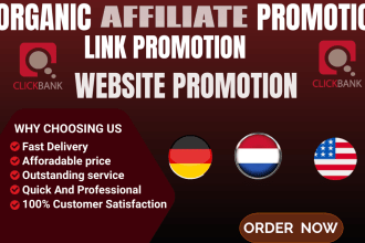 I will do clickbank affiliate link promotion, amazon promotion affiliate link marketing