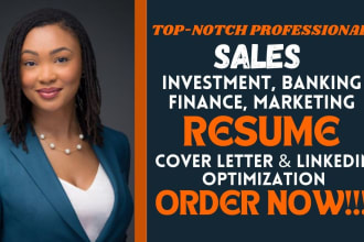 I will craft sales, marketing, executive, investment, banking resume