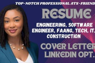 I will craft engineering, software engineer, faang, tech, IT, construction resume