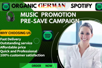 I will do organic pre save campaign, spotify music promotion to over 900k listeners