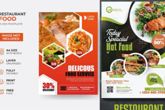 I will design food flyer, restaurant menu, cafe, bar menu digital screen or menu board
